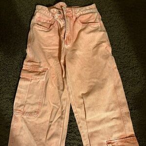 Pink cargo jeans